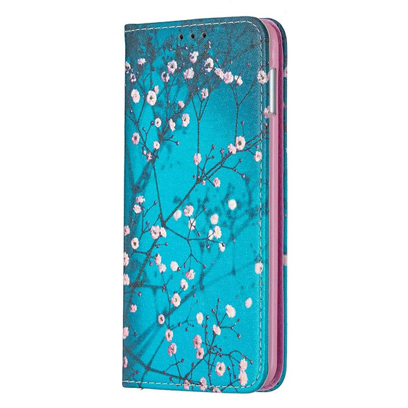 Samsung Galaxy S10e Colored Drawing Pattern Invisible Magnetic Horizontal Flip PU Leather Case with Holder & Card Slots & Wallet(Plum Blossom)