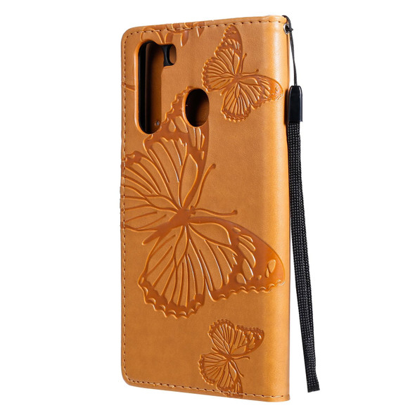 Samsung Galaxy A21 3D Butterflies Embossing Pattern Horizontal Flip Leather Case with Holder & Card Slot & Wallet(Yellow)