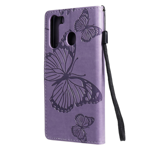 Samsung Galaxy A21 3D Butterflies Embossing Pattern Horizontal Flip Leather Case with Holder & Card Slot & Wallet(Purple)