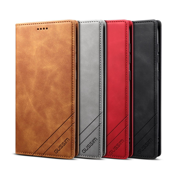 Samsung Galaxy S10 GUSSIM GS-001 Business Style Horizontal Flip Skin Feel PU Leather Case with Holder & Card Slots & Wallet & Photo Frame(Brown)