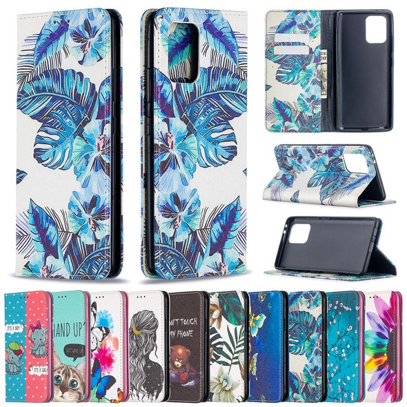 Samsung Galaxy A91 Colored Drawing Pattern Invisible Magnetic Horizontal Flip PU Leather Case with Holder & Card Slots & Wallet(Kingdee)