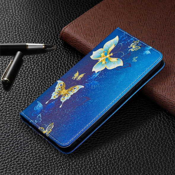 Samsung Galaxy A11 Colored Drawing Pattern Invisible Magnetic Horizontal Flip PU Leather Case with Holder & Card Slots & Wallet(Kingdee)