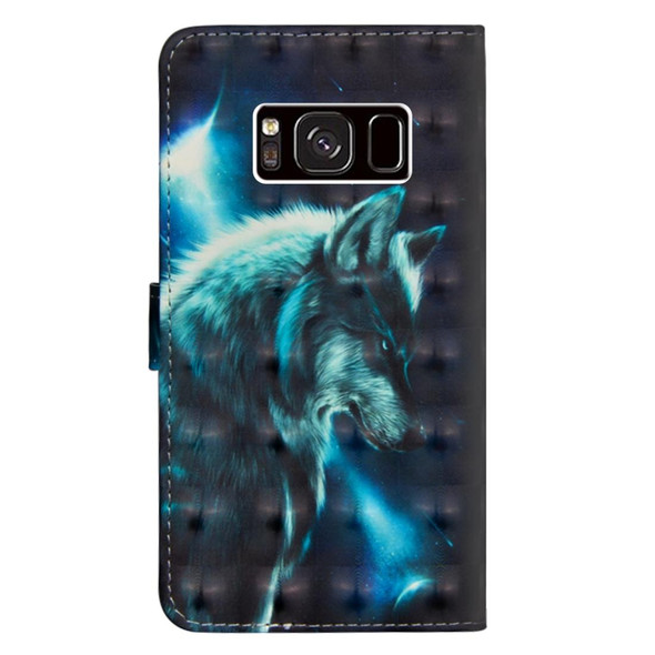 3D Painting Pattern Horizontal Flip TPU + PU Leatherette Case with Holder & Card Slots & Wallet - Galaxy S8+(Wolf)