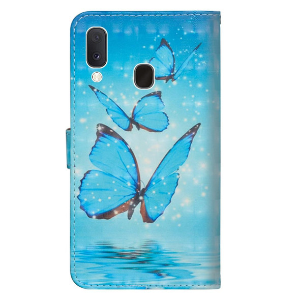 3D Painting Pattern Horizontal Flip TPU + PU Leatherette Case with Holder & Card Slots & Wallet - Galaxy A10e(Three Butterfly)