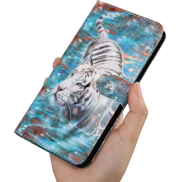 3D Painting Pattern Coloured Drawing Horizontal Flip TPU + PU Leatherette Case with Holder & Card Slots & Wallet - Galaxy S10+(Tiger)