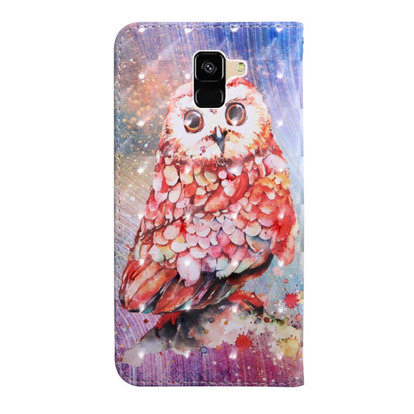 3D Painting Pattern Coloured Drawing Horizontal Flip TPU + PU Leatherette Case with Holder & Card Slots & Wallet - Galaxy A8 (2018)(Color Owl)