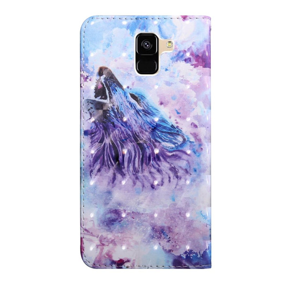 3D Painting Pattern Coloured Drawing Horizontal Flip TPU + PU Leatherette Case with Holder & Card Slots & Wallet - Galaxy A6+ (2018)(Roaring Wolf)