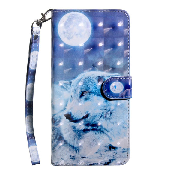 3D Painting Pattern Coloured Drawing Horizontal Flip TPU + PU Leatherette Case with Holder & Card Slots & Wallet - Galaxy A6+ (2018)(Moon Wolf)