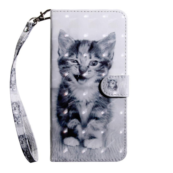 3D Painting Pattern Coloured Drawing Horizontal Flip TPU + PU Leatherette Case with Holder & Card Slots & Wallet - Galaxy A8+ (2018)(Smile Cat)
