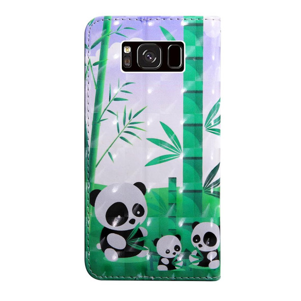 3D Painting Pattern Coloured Drawing Horizontal Flip TPU + PU Leatherette Case with Holder & Card Slots & Wallet - Galaxy S8+(Bamboo Panda)