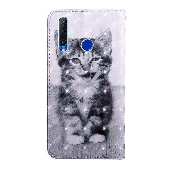 3D Painting Pattern Coloured Drawing Horizontal Flip TPU + PU Leatherette Case with Holder & Card Slots & Wallet - Huawei Honor 20i(Smile Cat)