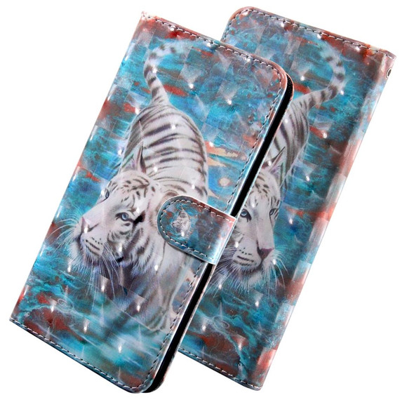 3D Painting Pattern Coloured Drawing Horizontal Flip TPU + PU Leatherette Case with Holder & Card Slots & Wallet - Galaxy A20E(Tiger)