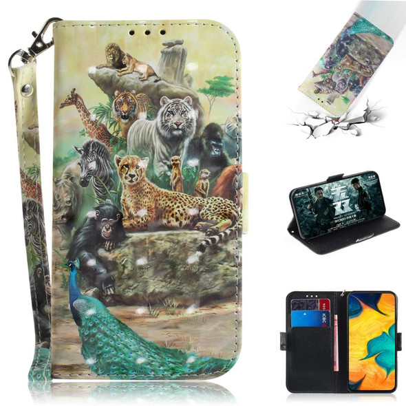 3D Painting Pattern Coloured Drawing Horizontal Flip Leatherette Case with Holder & Card Slots & Wallet - Galaxy A30(Zoo)