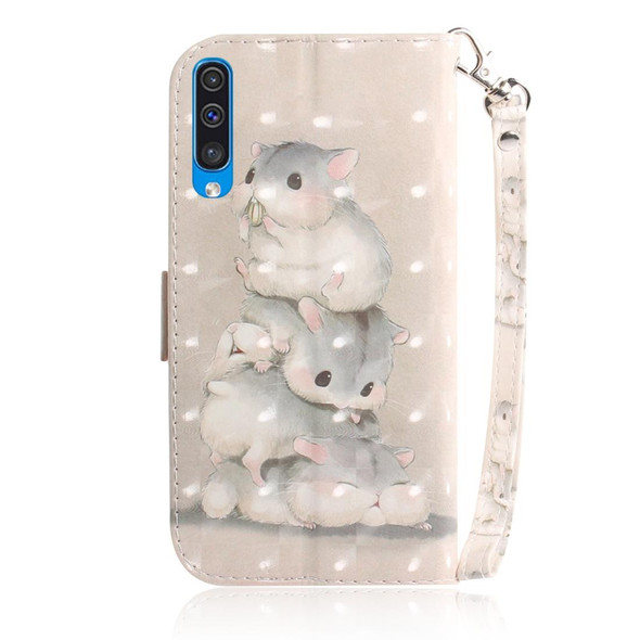 3D Painting Pattern Coloured Drawing Horizontal Flip Leatherette Case with Holder & Card Slots & Wallet - Galaxy A50(Three Squirrels)