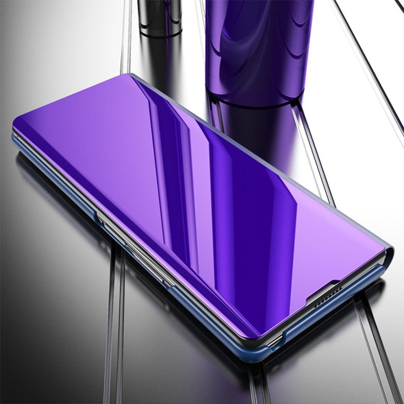 Samsung Galaxy Z Fold2 5G Plated Mirror Horizontal Flip Leather Case with Holder(Purple Blue)