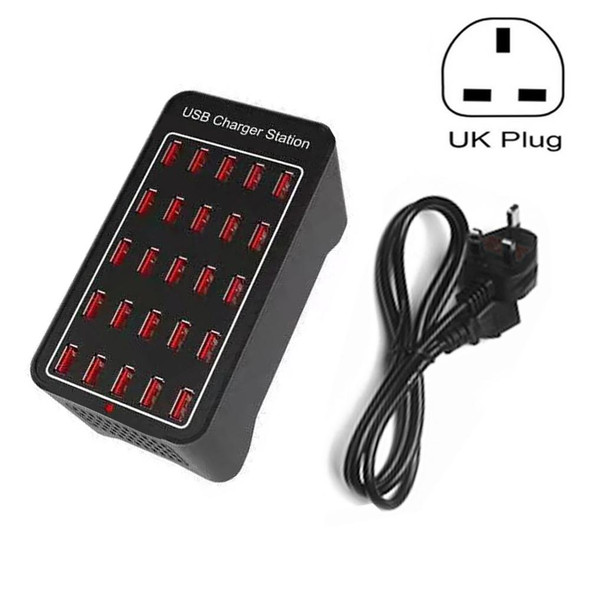 150W 25 USB Ports Fast Charger Station Smart Charger, AC 110-240V, Plug Size:UK Plug