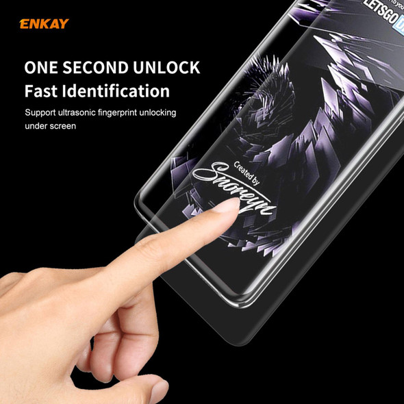 Samsung Galaxy S21 Ultra 5G Hat-Prince ENKAY Clear TPU Shockproof Case Soft Anti-slip Cover + 3D Full Screen PET Curved Hot Bending HD Screen Protector Soft Film, Support Fingerprint Unlock