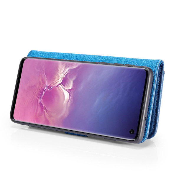 DG.MING Crazy Horse Texture Flip Detachable Magnetic Leatherette Case for Samsung Galaxy S10, with Holder & Card Slots & Wallet(Blue)