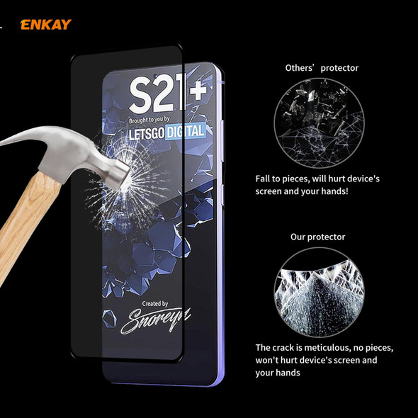 5 PCS - Samsung Galaxy S21+ 5G ENKAY Hat-Prince Full Glue 0.26mm 9H 2.5D Tempered Glass Full Coverage Film Support Fingerprint Unlock