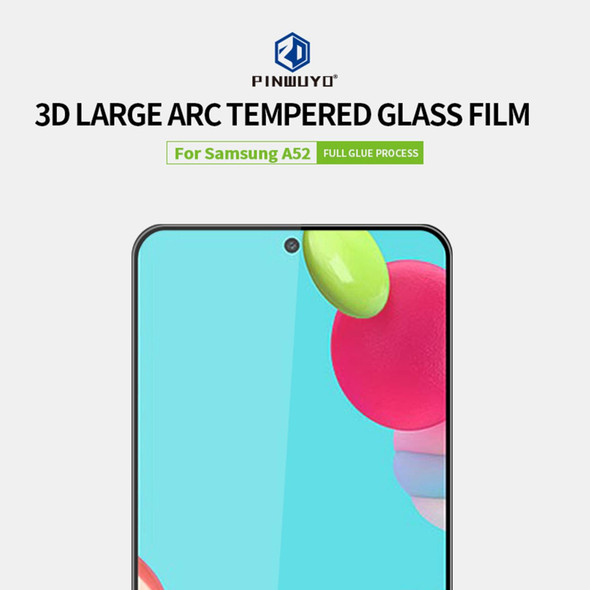 Samsung Galaxy A52 5G / 4G PINWUYO 9H 3D Curved Full Screen Explosion-proof Tempered Glass Film(Black)