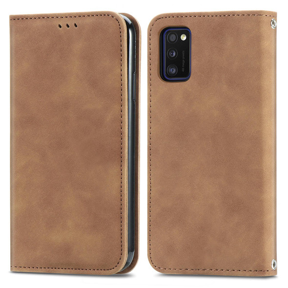 Samsung Galaxy A41 (EU) Retro Skin Feel Business Magnetic Horizontal Flip Leather Case with Holder & Card Slots & Wallet & Photo Frame(Brown)