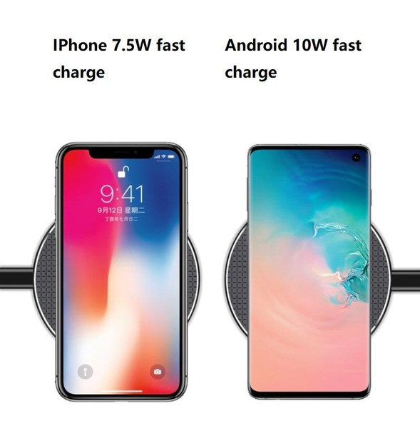 K8 10W Universal Aluminum Alloy Mobile Phone Wireless Charger, Specification:with 1m Cable(Black)