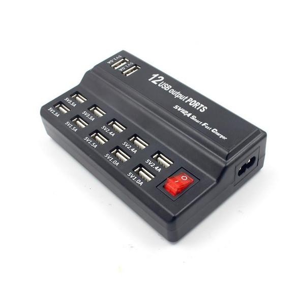 100-240V USB Interface Smart Fast Charge Digital Electronic Charger Multifunctional Charger, US Plug, Style:12 Ports