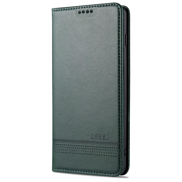 Samsung Galaxy S10+ AZNS Magnetic Calf Texture Horizontal Flip Leather Case with Card Slots & Holder & Wallet(Dark Green)
