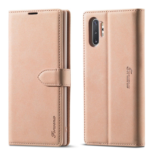 Samsung Galaxy Note 10+ Forwenw F1 Series Matte Strong Magnetism Horizontal Flip Leather Case with Holder & Card Slots & Wallet & Photo Frame(Rose Gold)