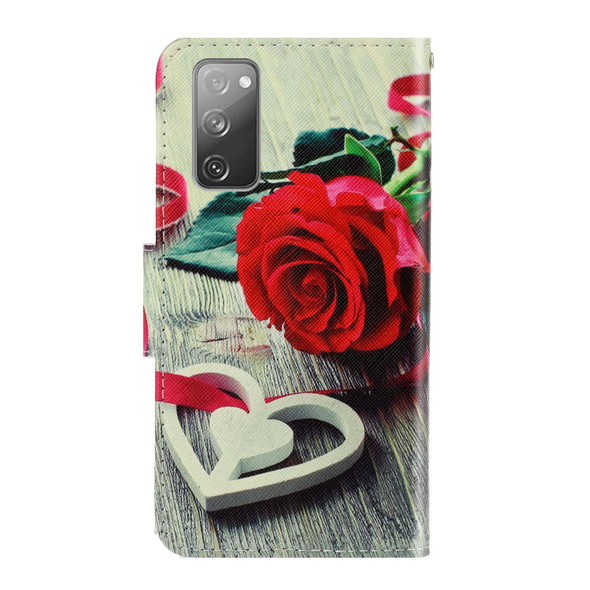 Samsung Galaxy S20 FE 5G / S20 Lite 3D Colored Drawing Horizontal Flip PU Leather Case with Holder & Card Slots & Wallet(Red Rose)