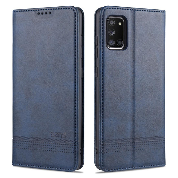 Samsung Galaxy A31 AZNS Magnetic Calf Texture Horizontal Flip Leather Case with Card Slots & Holder & Wallet(Dark Blue)