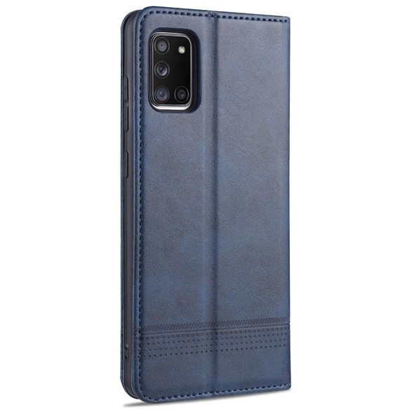 Samsung Galaxy A31 AZNS Magnetic Calf Texture Horizontal Flip Leather Case with Card Slots & Holder & Wallet(Dark Blue)