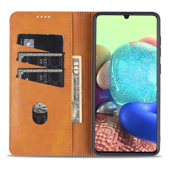 Samsung Galaxy A31 AZNS Magnetic Calf Texture Horizontal Flip Leather Case with Card Slots & Holder & Wallet(Light Brown)