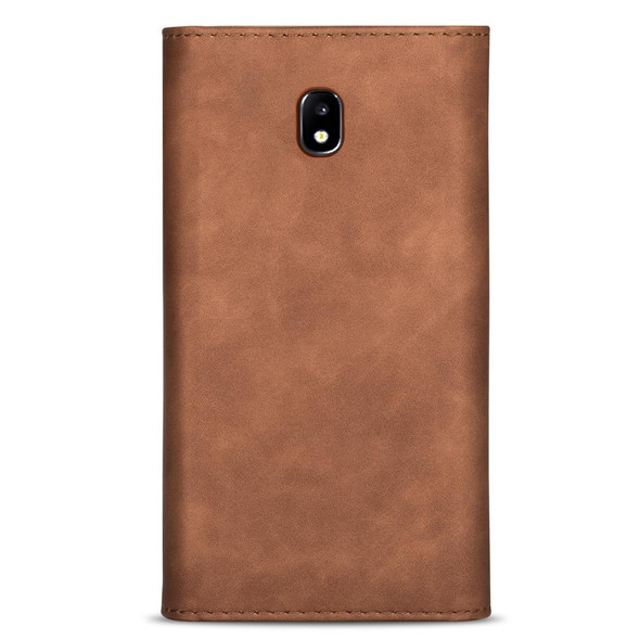 Samsung Galaxy J5 (2017) / J530 EU Version Skin Feel Zipper Horizontal Flip Leather Case with Holder & Card Slots & Photo Frame & Lanyard & Long Rope(Brown)