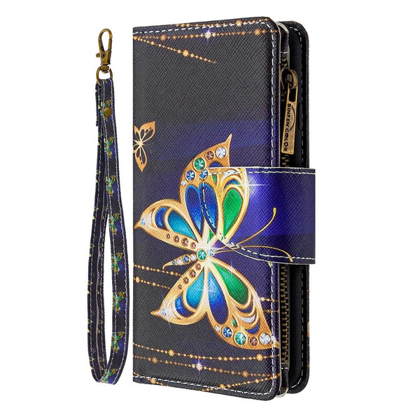 Samsung Galaxy A21s Colored Drawing Pattern Zipper Horizontal Flip Leather Case with Holder & Card Slots & Wallet(Big Butterfly)