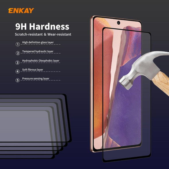 10 PCS - Samsung Galaxy Note 20 ENKAY Hat-Prince Full Glue 0.2mm 9H 2.5D Tempered Glass Full Coverage Film Support Fingerprint Unlock