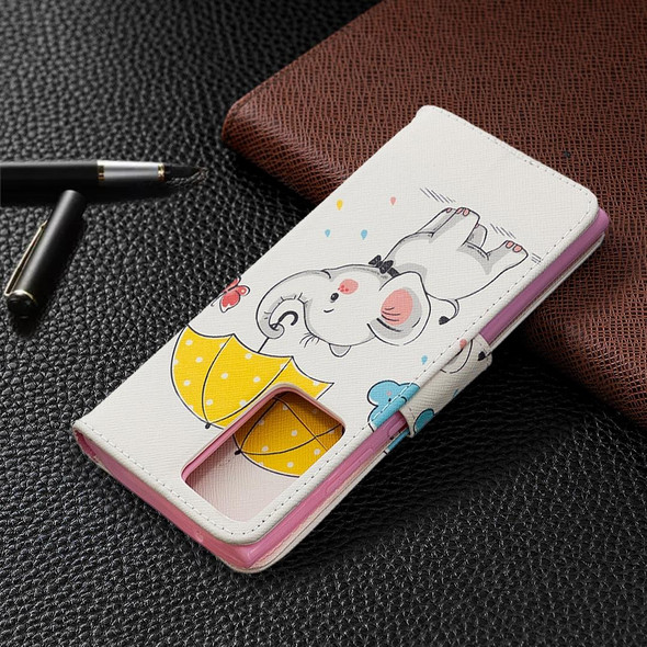 Samsung Galaxy Note20 Ultra Colored Drawing Pattern Horizontal Flip Leather Case with Holder & Card Slots & Wallet(Elephant)