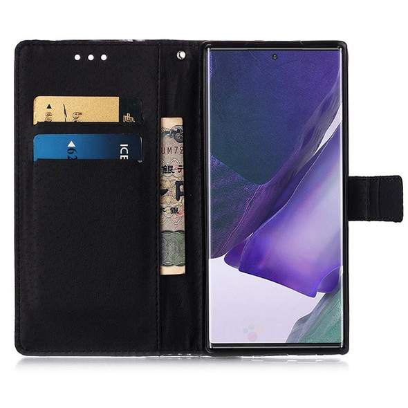 Samsung Galaxy Note20 Ultra Colored Drawing Pattern Plain Weave Horizontal Flip Leather Case with Holder & Card Slot & Wallet & Lanyard(Roses On Black)