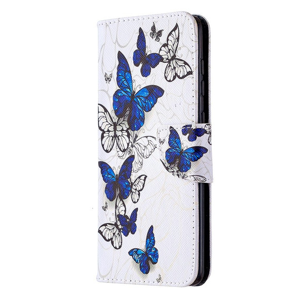 Samsung Galaxy A21s Colored Drawing Horizontal Flip Leather Case with Holder & Card Slots & Wallet(Butterflies)