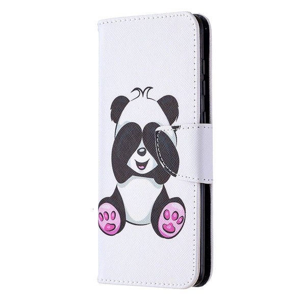 Samsung Galaxy A21s Colored Drawing Horizontal Flip Leather Case with Holder & Card Slots & Wallet(Panda)