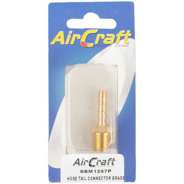 HOSE TAIL CONNECTOR BRASS 1/4M X 6MM 1PC PACK