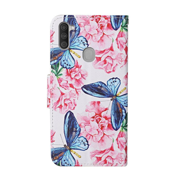 Samsung Galaxy M11 Colored Drawing Pattern Horizontal Flip Leather Case with Holder & Card Slots & Wallet(Butterfly and Flowers)