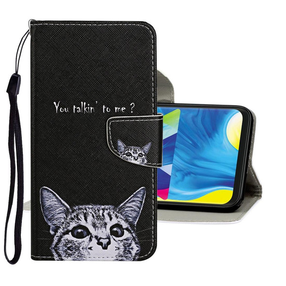 Samsung Galaxy A20 / A30 Colored Drawing Pattern Horizontal Flip Leather Case with Holder & Card Slots & Wallet(Cat)