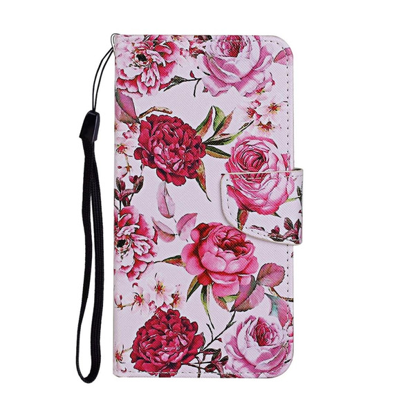 Samsung Galaxy S10+ Colored Drawing Pattern Horizontal Flip Leather Case with Holder & Card Slots & Wallet & Lanyard(Peonies)