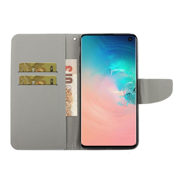 Samsung Galaxy S10 Colored Drawing Pattern Horizontal Flip Leather Case with Holder & Card Slots & Wallet & Lanyard(Crown Unicorn)