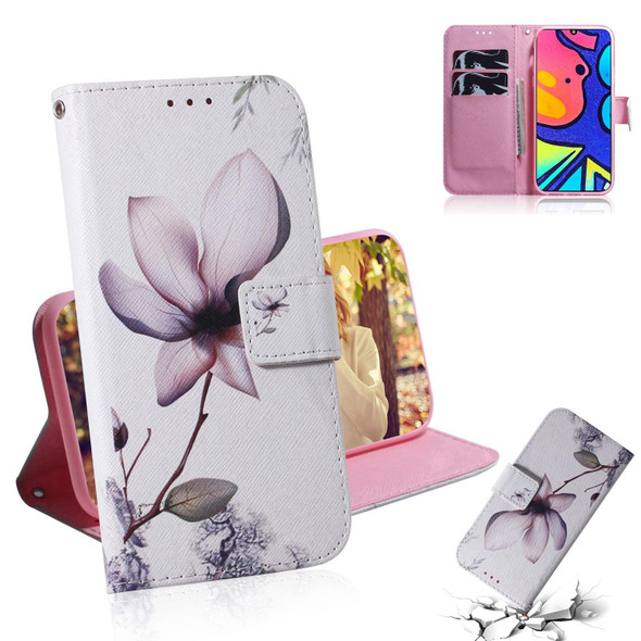 Samsung Galaxy F41 Coloured Drawing Horizontal Flip Leather Case, with Holder & Card Slots & Wallet(Magnolia Flower)