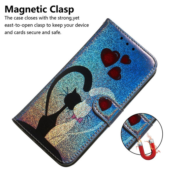 Colored Drawing Pattern Colorful Magnetic Buckle Horizontal Flip PU Leatherette Case with Holder & Card Slots & Wallet & Lanyard -  Galaxy A10 / M10(Love Cat)