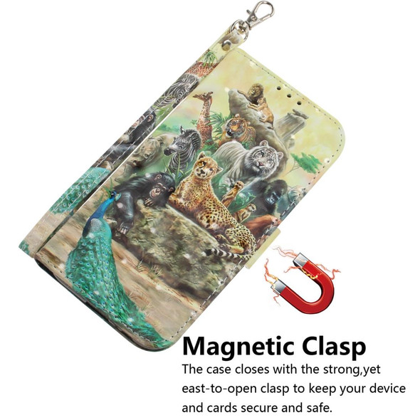 3D Painting Pattern Coloured Drawing Horizontal Flip Leatherette Case with Holder & Card Slots & Wallet - Galaxy M20(Zoo)