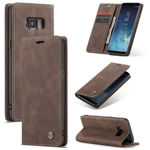 CaseMe-013 Multifunctional Retro Frosted Horizontal Flip Leatherette Case with Card Slot & Holder & Wallet for Galaxy S8(Coffee)