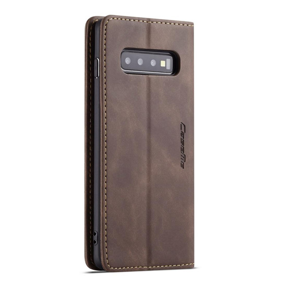 CaseMe-013 Multifunctional Horizontal Flip Leatherette Case with Card Slot & Holder for Galaxy S10 5G(Coffee)